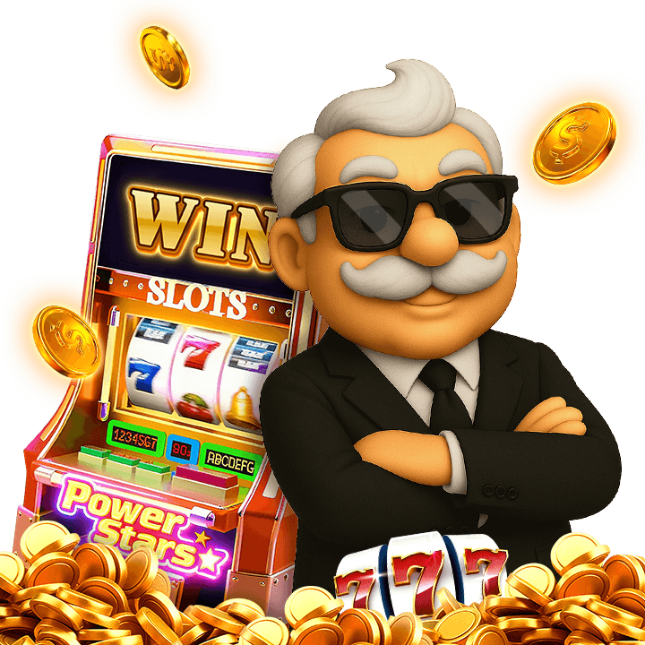 老虎機卡通人物與金幣